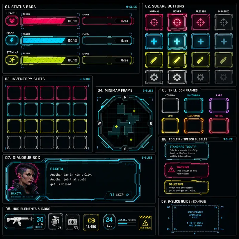 Game UI Hud Element Design Kits