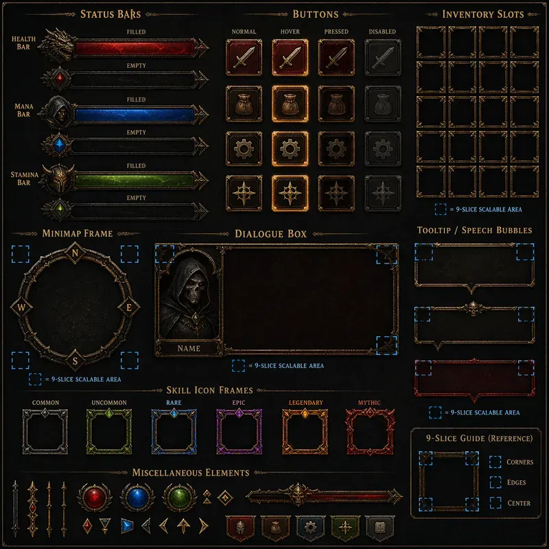 Game UI Hud Element Design Kits