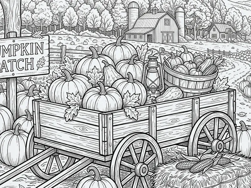 Cozy Autumn Pumpkin Patch Coloring Pages