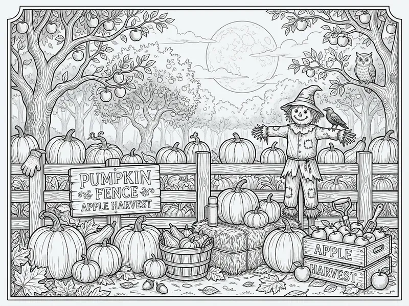 Cozy Autumn Pumpkin Patch Coloring Pages