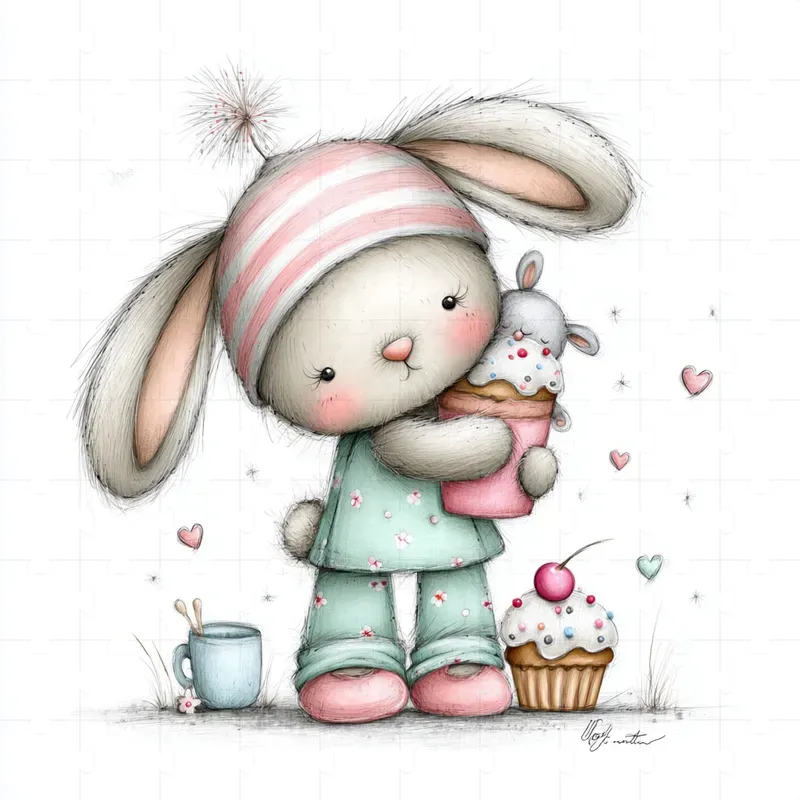 Cute Pencil Watercolor Character Cliparts