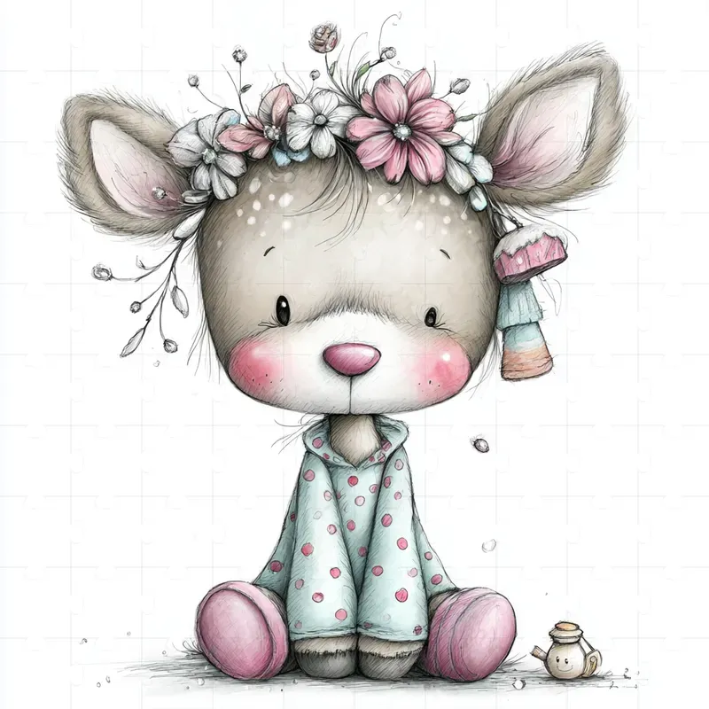 Cute Pencil Watercolor Character Cliparts