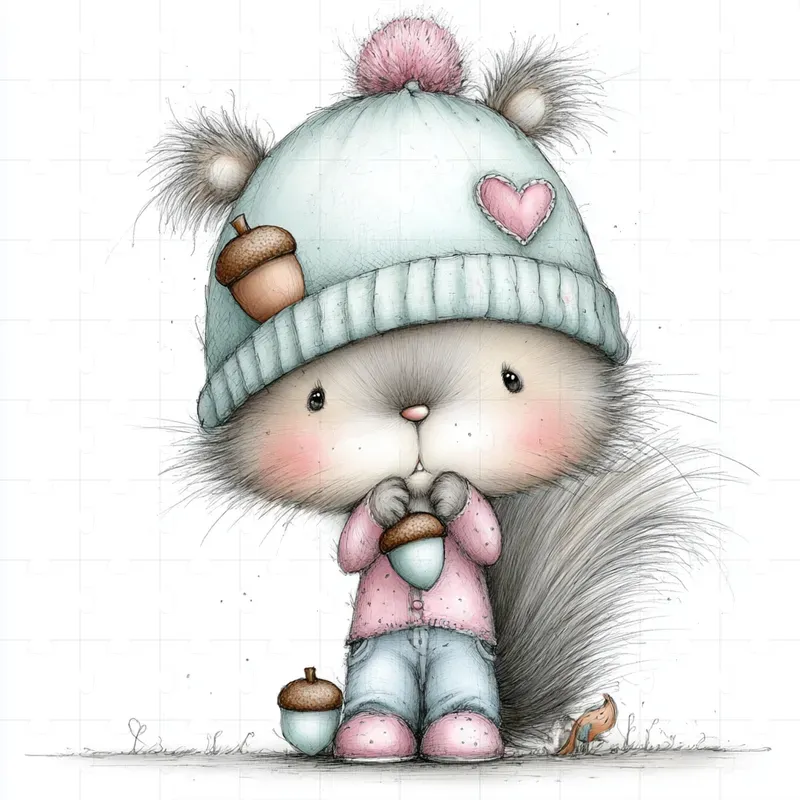 Cute Pencil Watercolor Character Cliparts