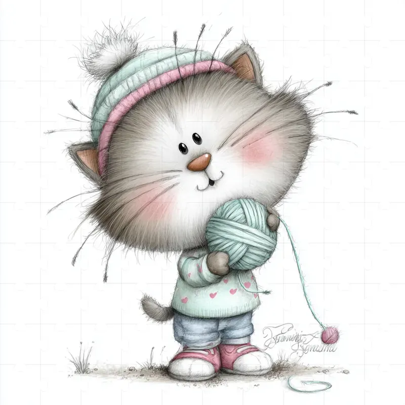 Cute Pencil Watercolor Character Cliparts