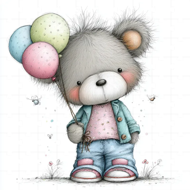 Cute Pencil Watercolor Character Cliparts