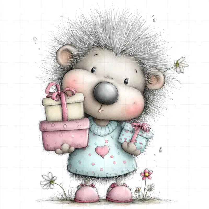 Cute Pencil Watercolor Character Cliparts