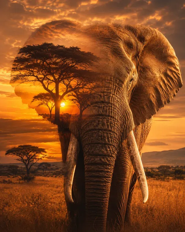 Wildlife Double Exposure Art