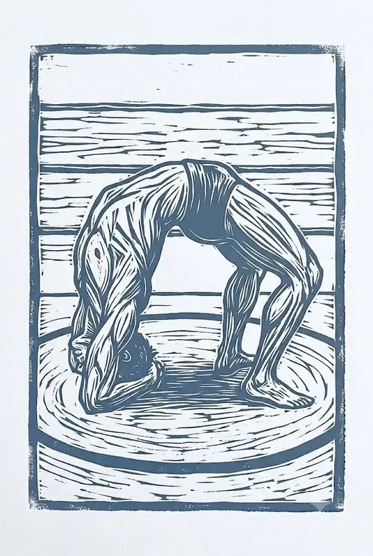 Hand Carved Linocut Relief Print Art