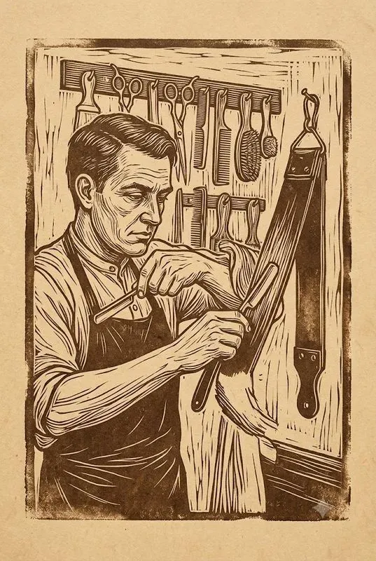 Hand Carved Linocut Relief Print Art
