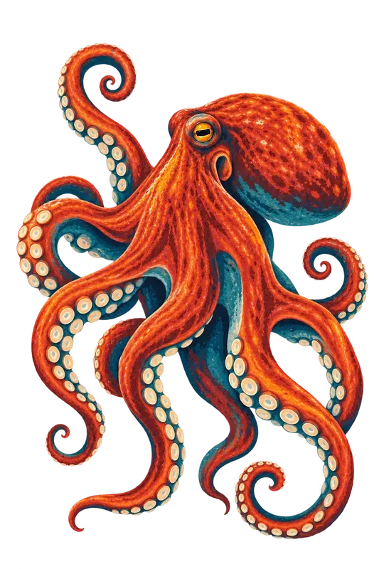 Flat Silkscreen Ocean Animal Clip Art