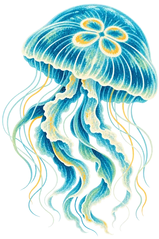 Flat Silkscreen Ocean Animal Clip Art