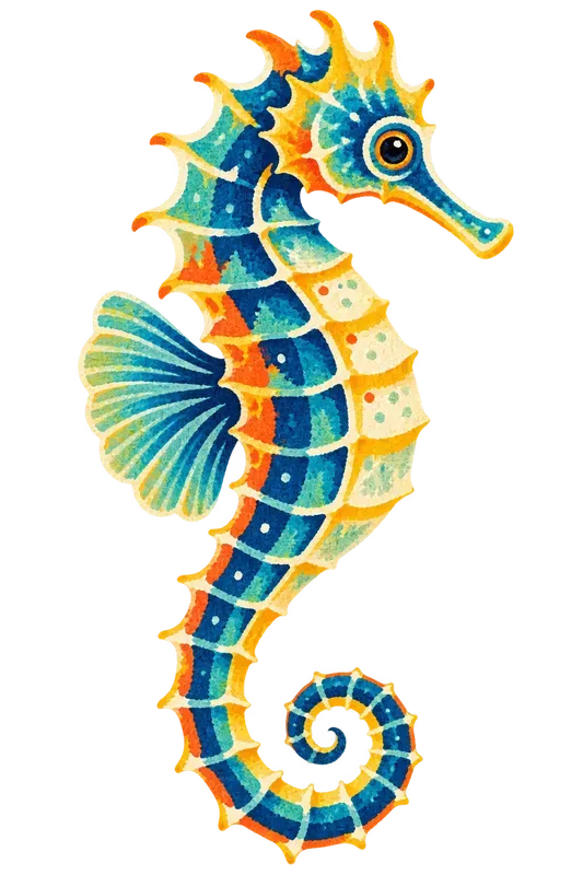 Flat Silkscreen Ocean Animal Clip Art