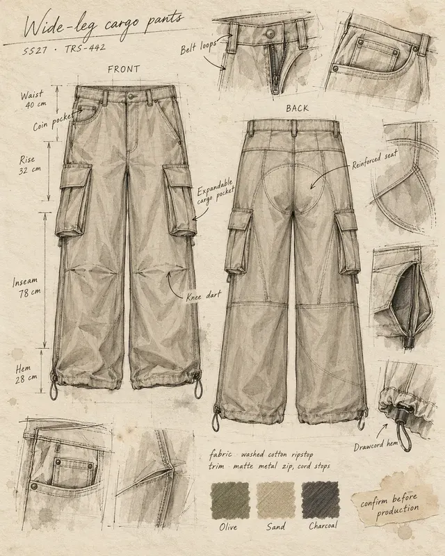 Garment Tech Pack Sketchbook Sheets