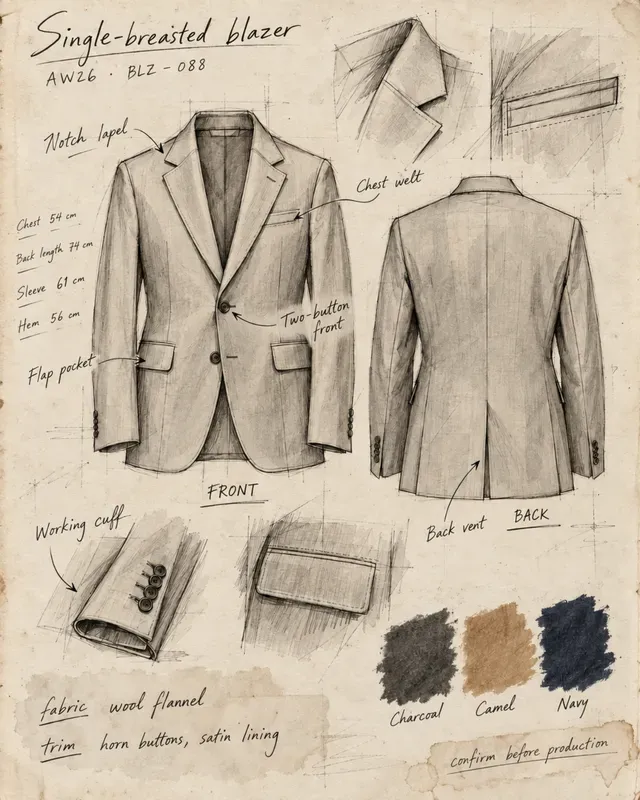 Garment Tech Pack Sketchbook Sheets