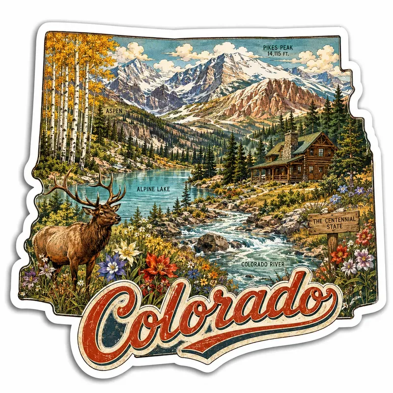 Vintage State Map Souvenir Stickers