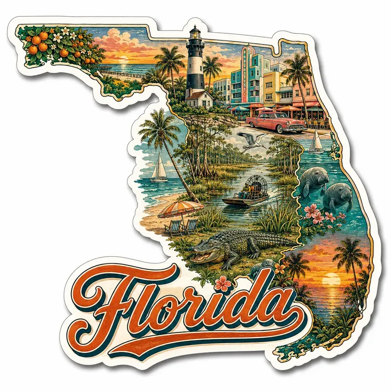 Vintage State Map Souvenir Stickers
