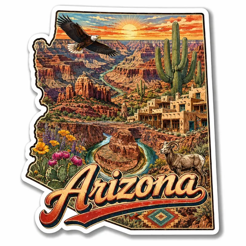 Vintage State Map Souvenir Stickers