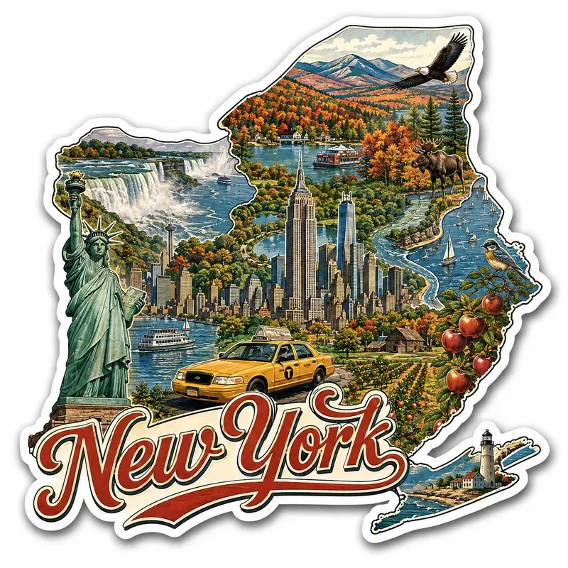 Vintage State Map Souvenir Stickers