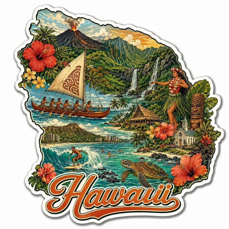 Vintage State Map Souvenir Stickers