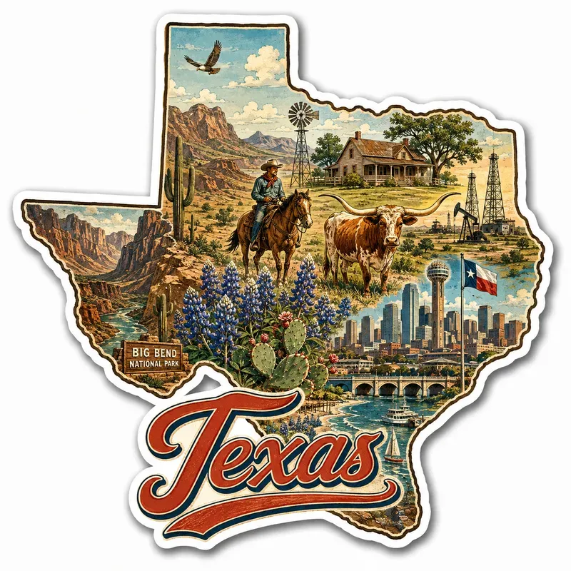 Vintage State Map Souvenir Stickers