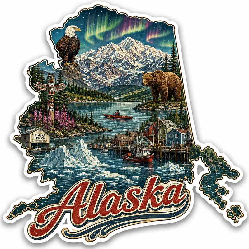 Vintage State Map Souvenir Stickers