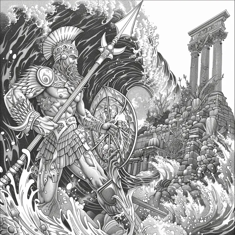 Ancient Sea Gods Ocean Myths Coloring