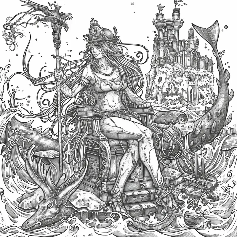Ancient Sea Gods Ocean Myths Coloring