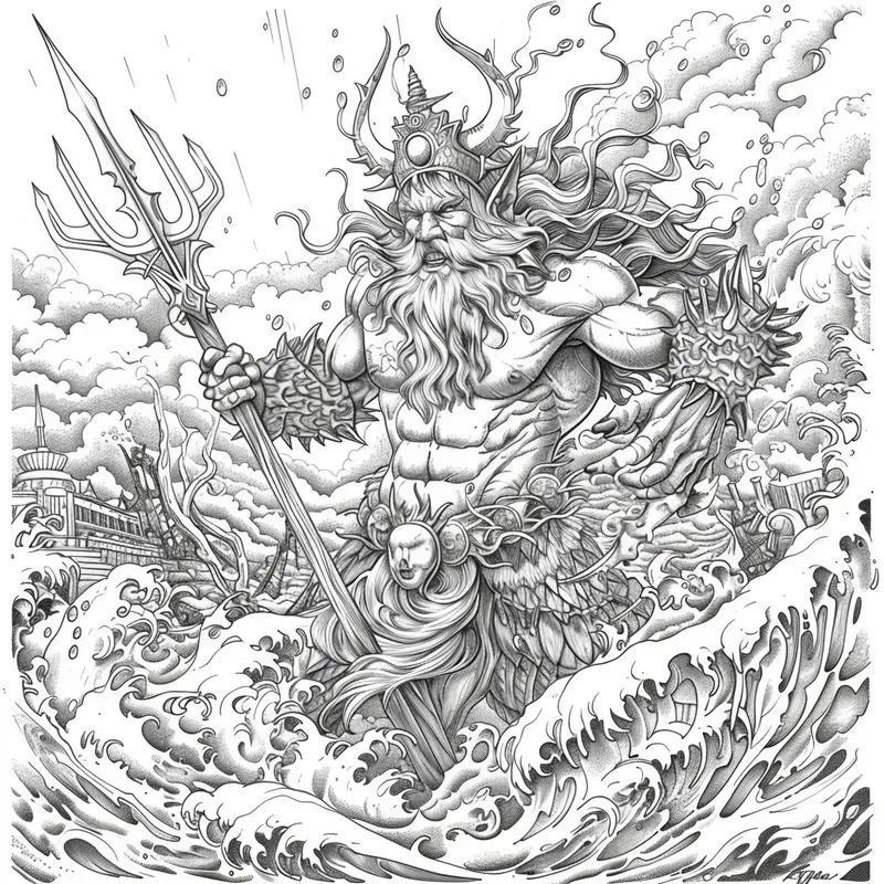 Ancient Sea Gods Ocean Myths Coloring