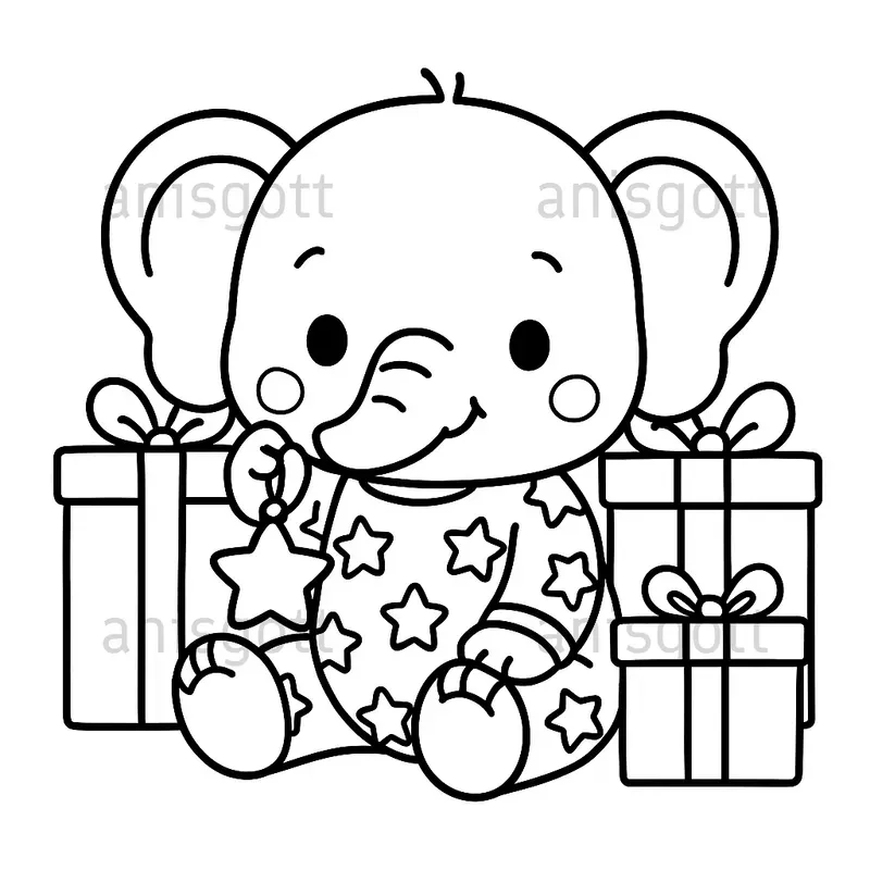 Christmas Baby Animals Coloring Pages