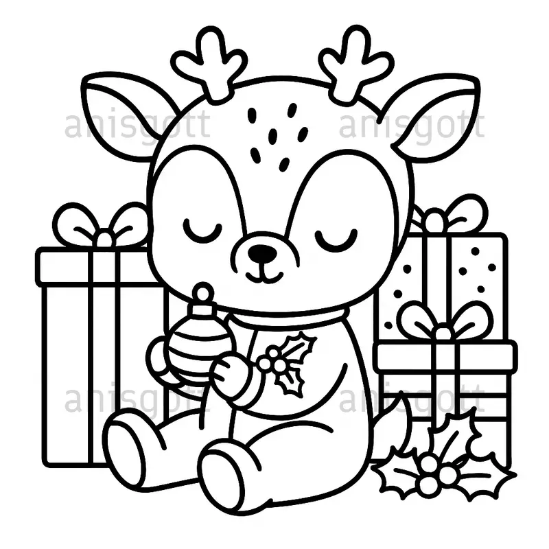Christmas Baby Animals Coloring Pages