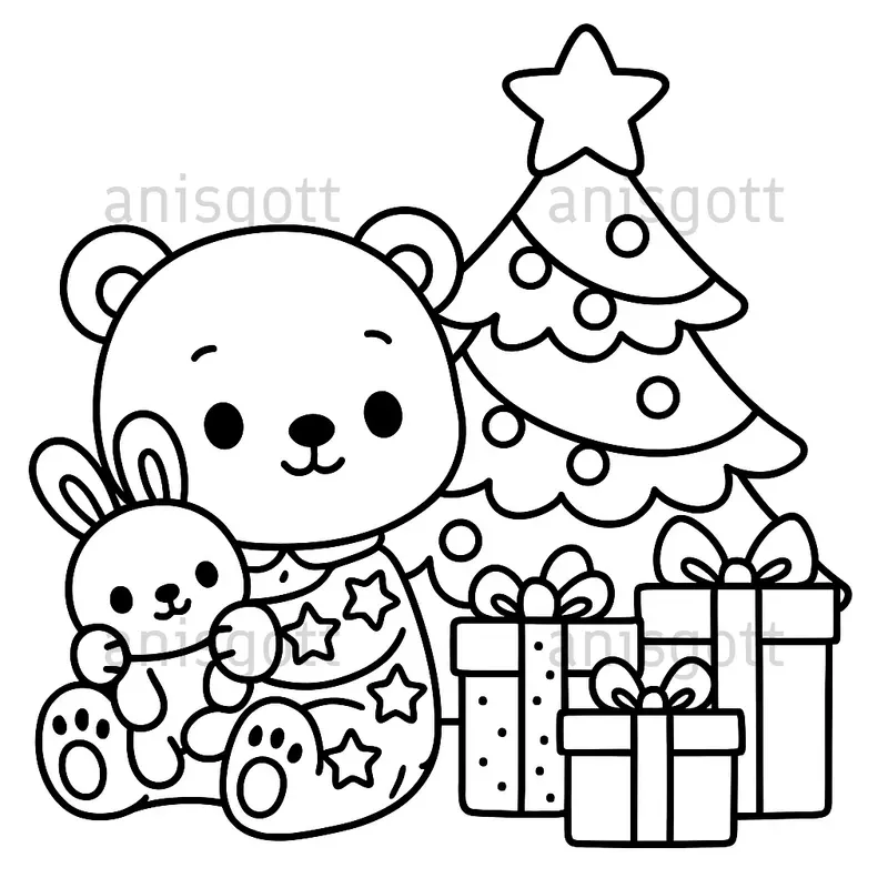 Christmas Baby Animals Coloring Pages