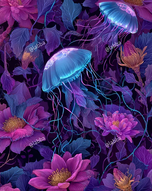 Surreal Neon Floral Patterns