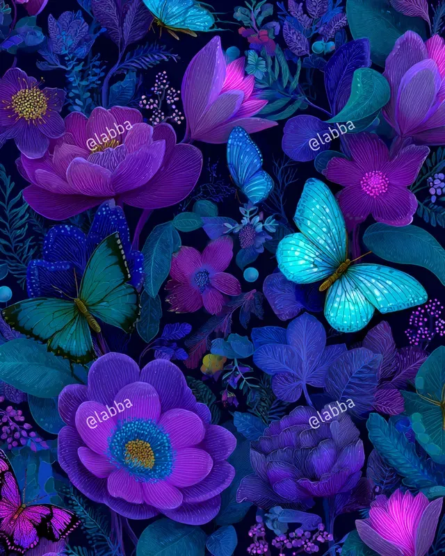 Surreal Neon Floral Patterns