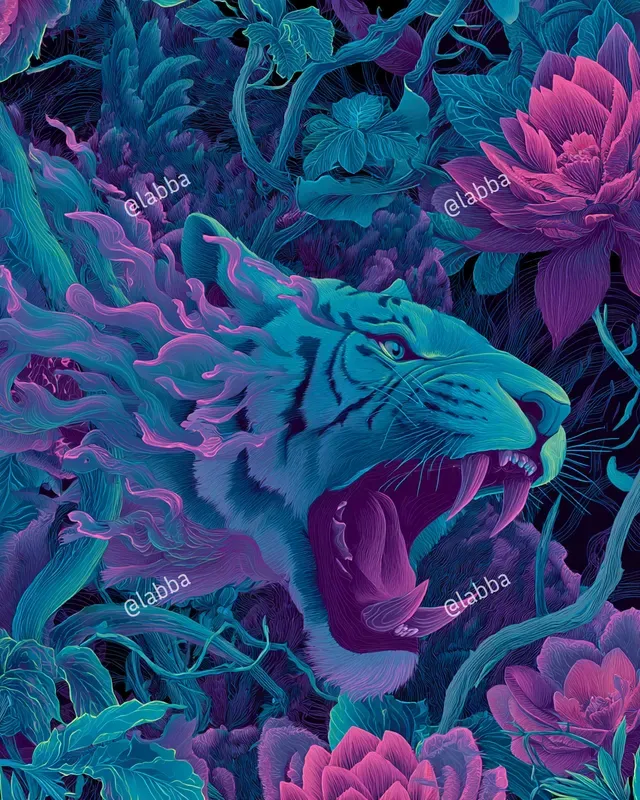 Surreal Neon Floral Patterns