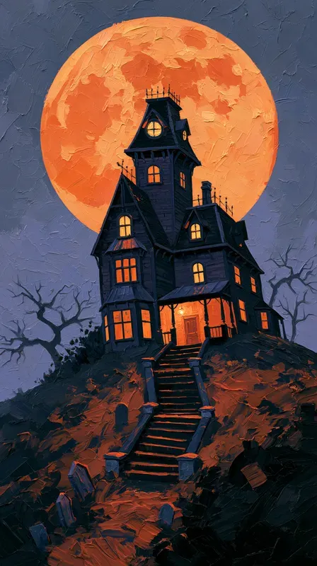 Halloween Oil Painting Phone Wallpapers