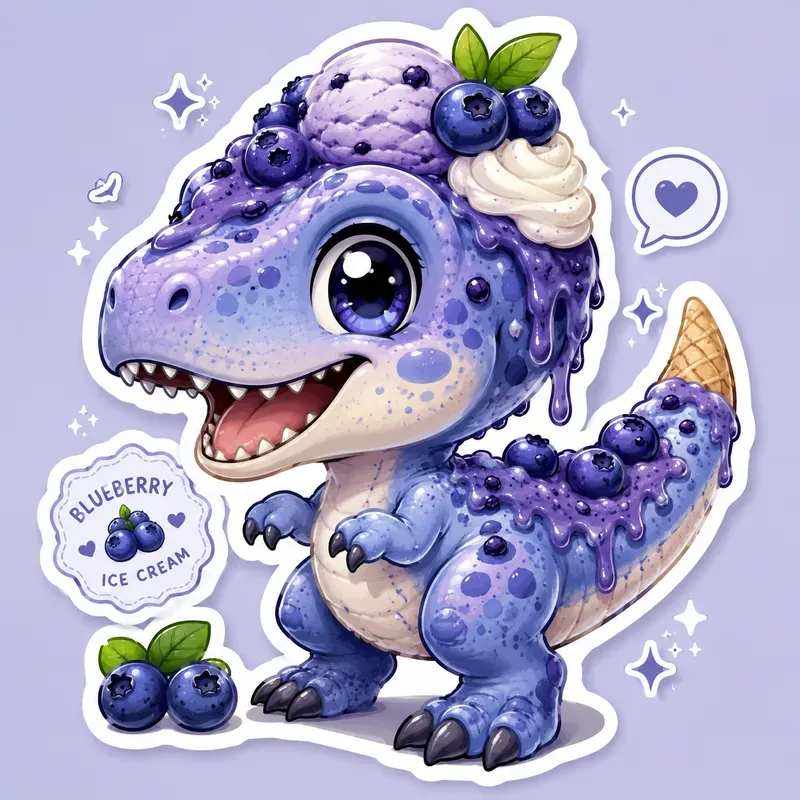 Cute Fruit Food Dino Sticker Packs