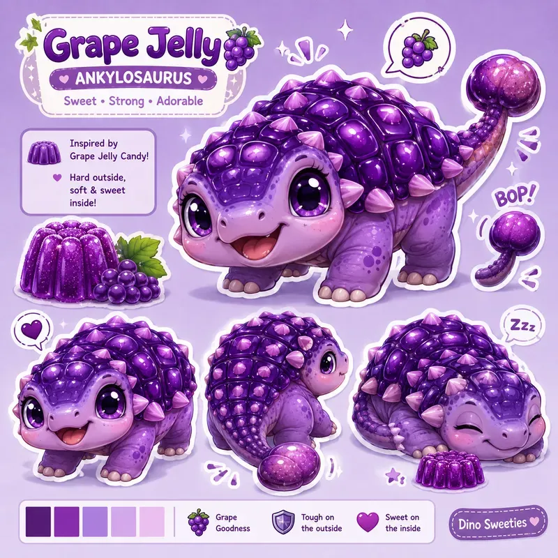 Cute Fruit Food Dino Sticker Packs