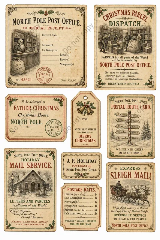 Vintage Christmas Ephemera Sheets