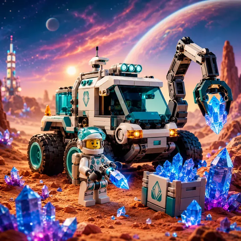 Scifi Brick Explorer Toy Scene Renders