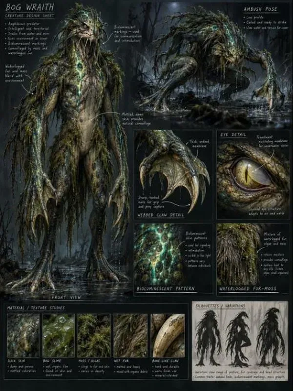 Haunted Cryptid Concept Sheets