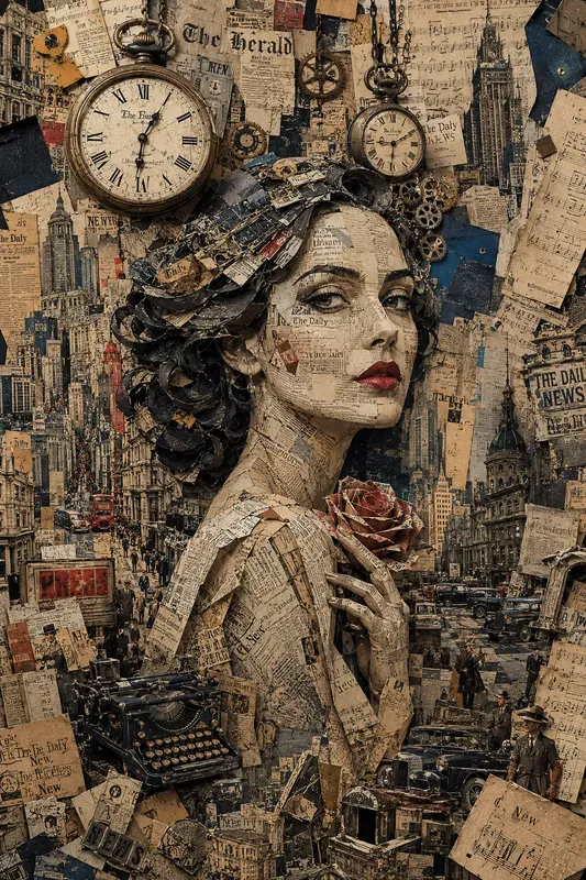 Surreal Newspaper Time Collages