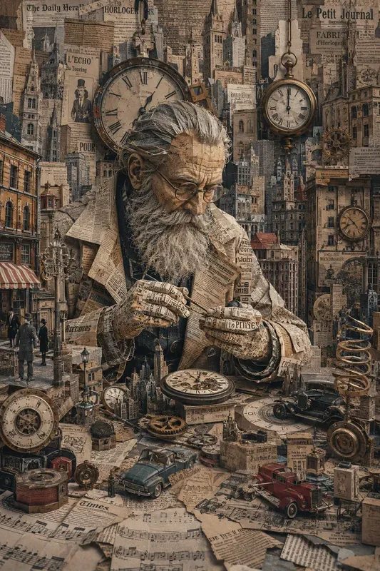 Surreal Newspaper Time Collages