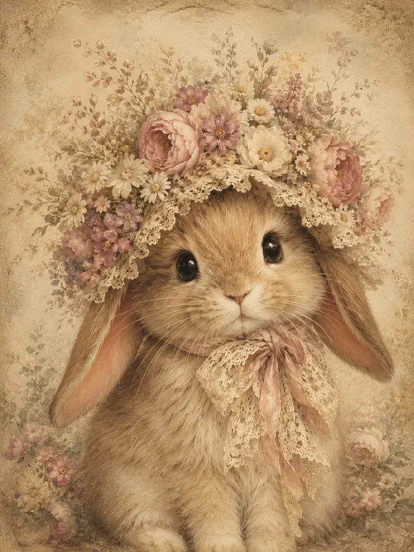 Vintage Whimsical Floral Animals