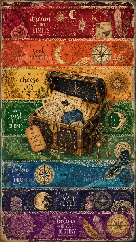Bohemian Rainbow Scrapbook Ephemera Pages