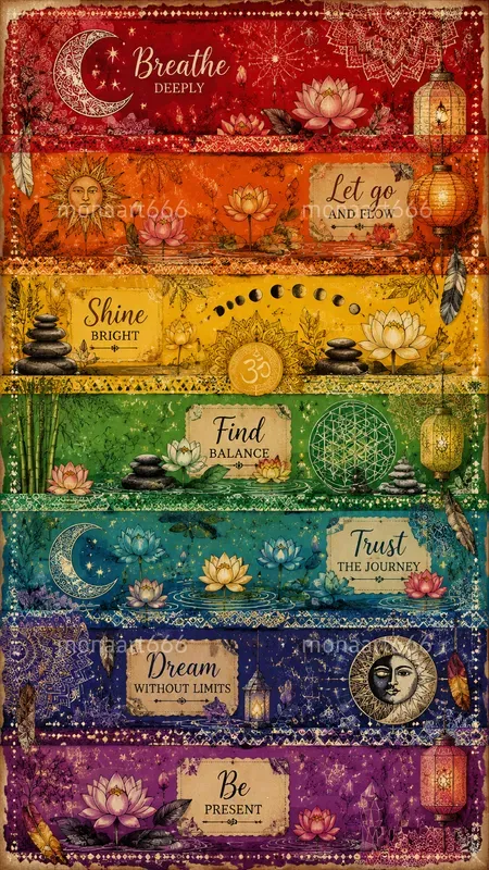 Bohemian Rainbow Scrapbook Ephemera Pages