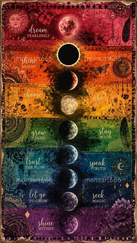 Bohemian Rainbow Scrapbook Ephemera Pages