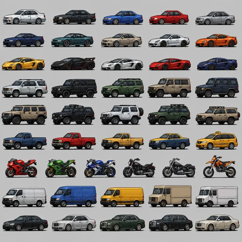 2D Pixel Art Gta Asset Packs