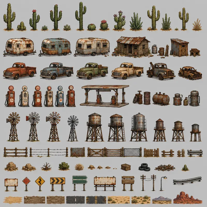 2D Pixel Art Gta Asset Packs