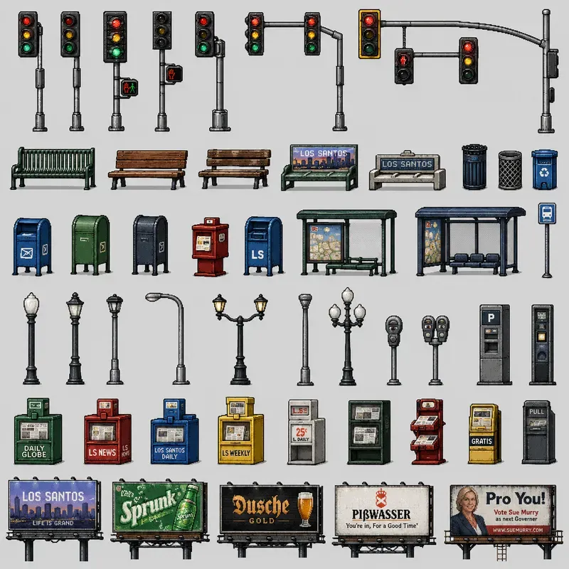 2D Pixel Art Gta Asset Packs