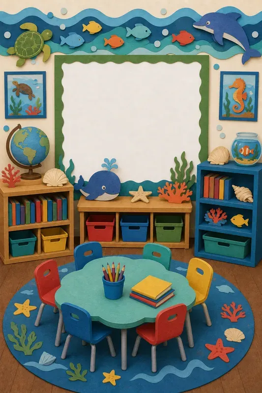 Themed Classroom Scene Illustrations
